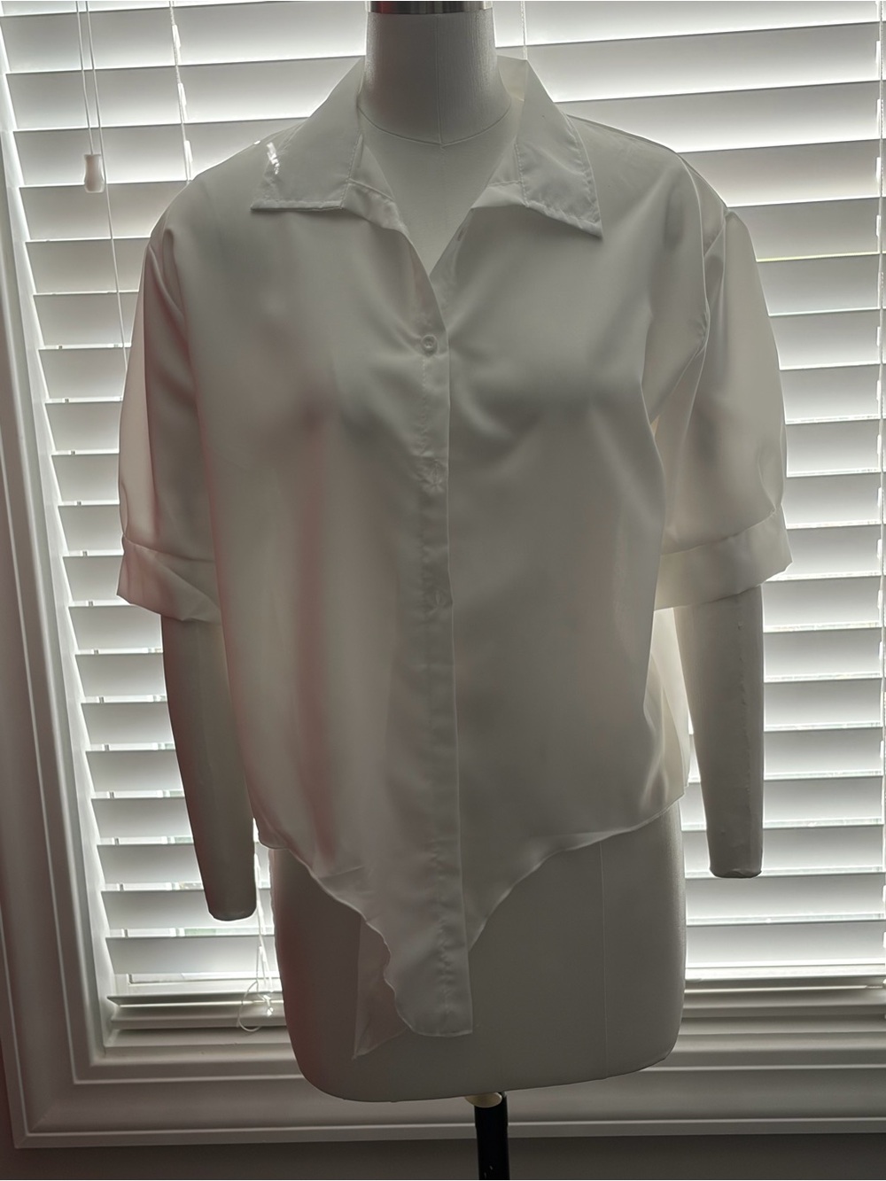 Women’s White Asymmetrical Button-Front Blouse